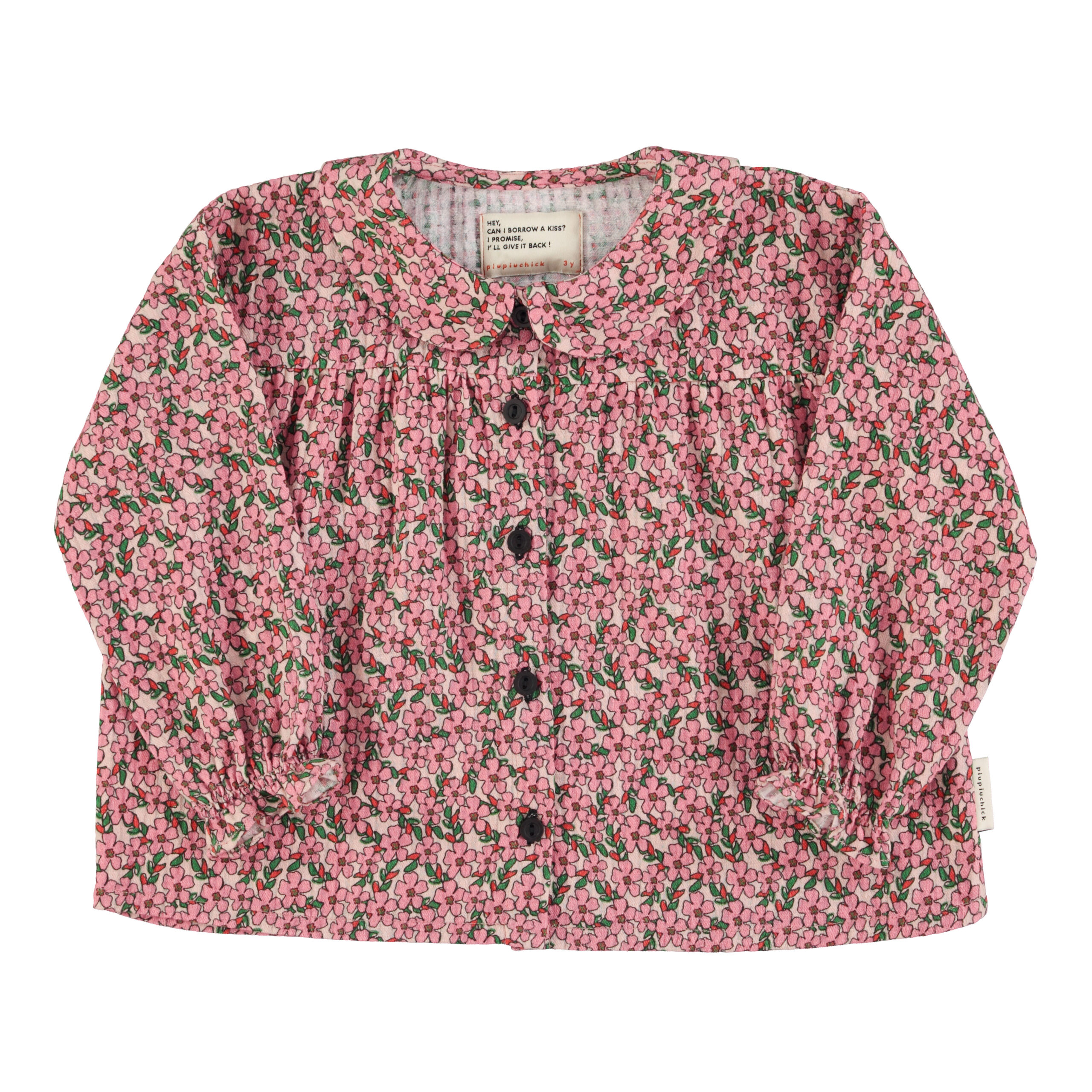 Blusa cuello peter pan flores rosas Piupiuchick