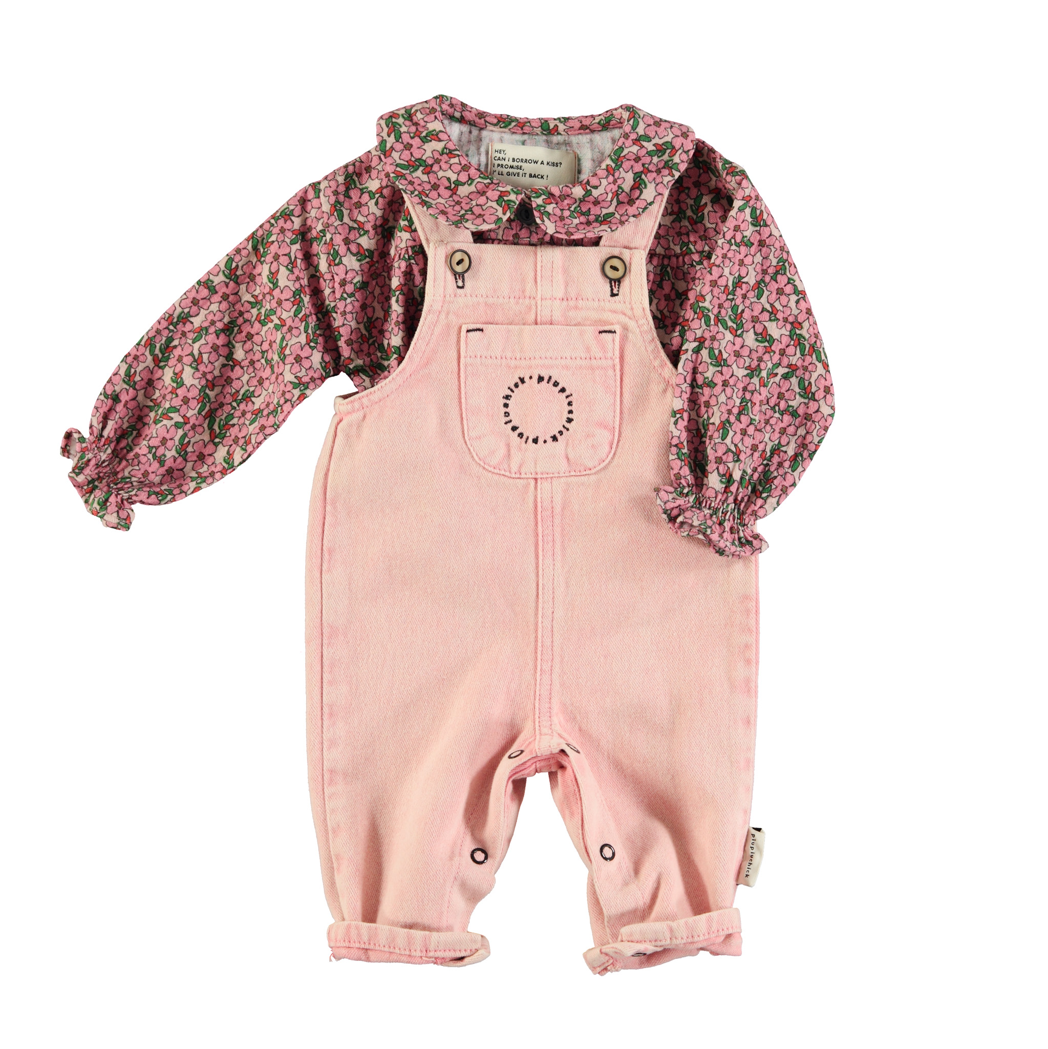 Blusa de bebé cuello peter pan flores rosas Piupiuchick